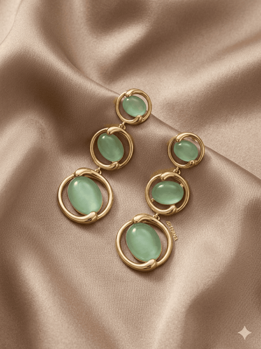 Jade Bloom Circle Drop Mint Green Earrings