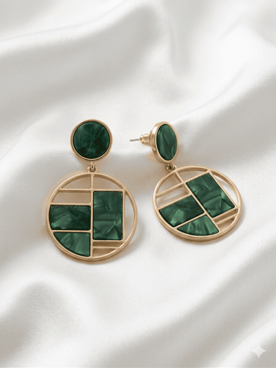 Emerald Mosaic Drop Earrings