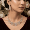 Crystal Cascade Zirconia Gold Polished Elegance Necklace Set
