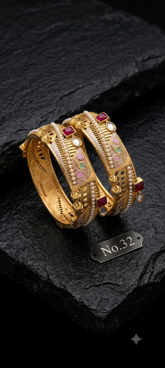 Royal Kundan Pearlwork Designer Bangles